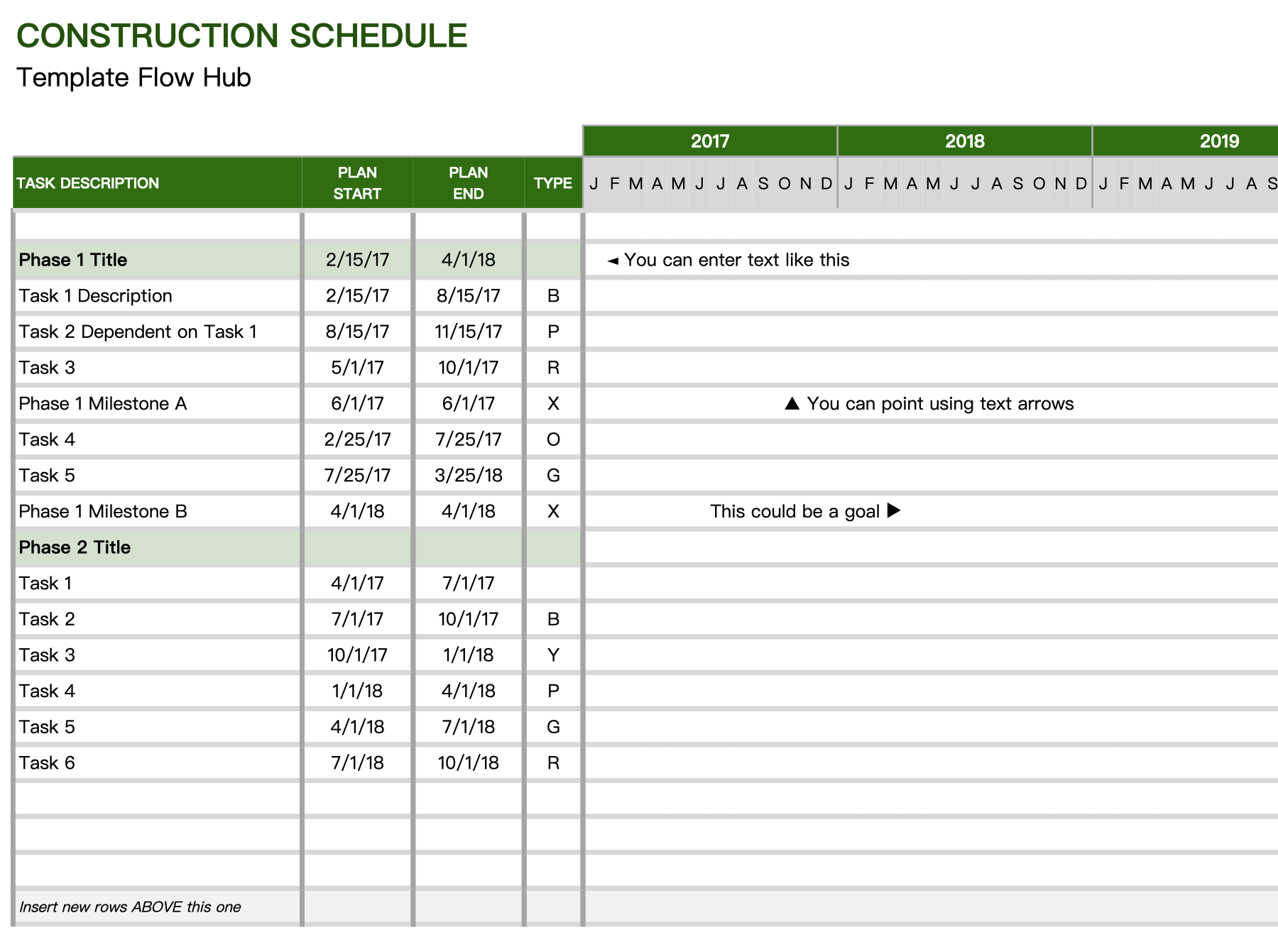 Construction Schedule Template for Excel preview — free Google Sheets template